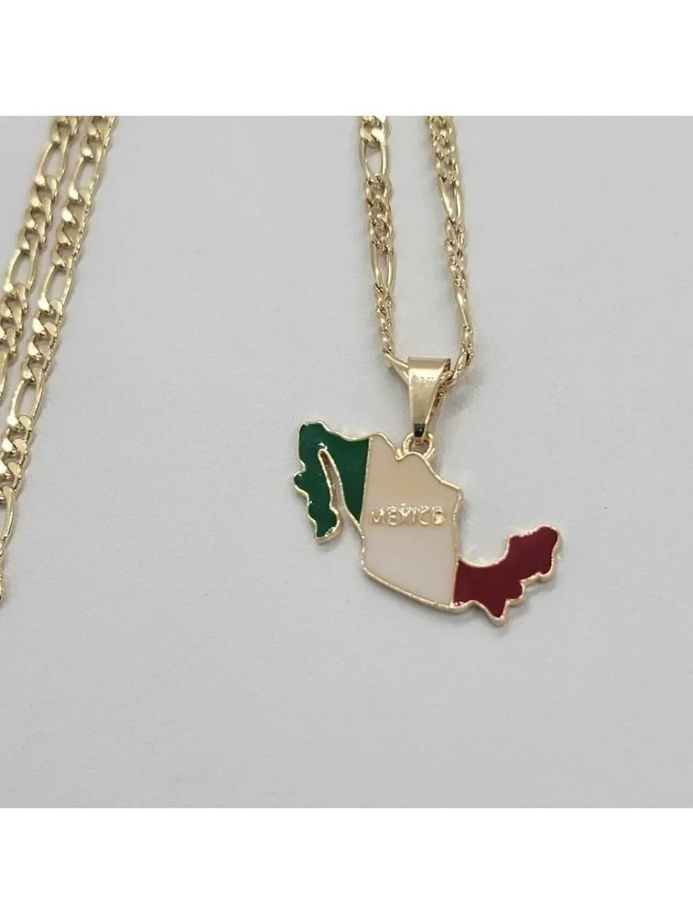 Brand New Brazilian 18k Gold Filled Mexican Flag Necklace